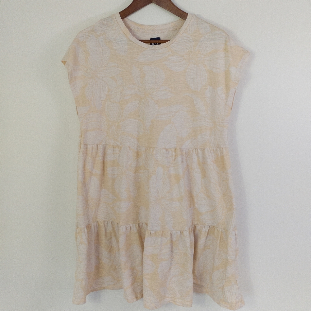 Gap Tiered Dress Pale Yellow Size Large